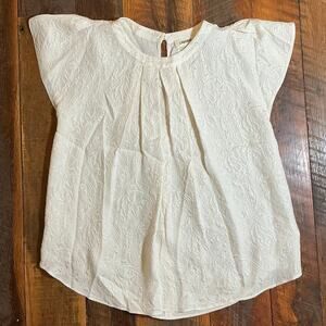 L’AGENCE Round Neck Pleated Cream Silk Blouse Size XS